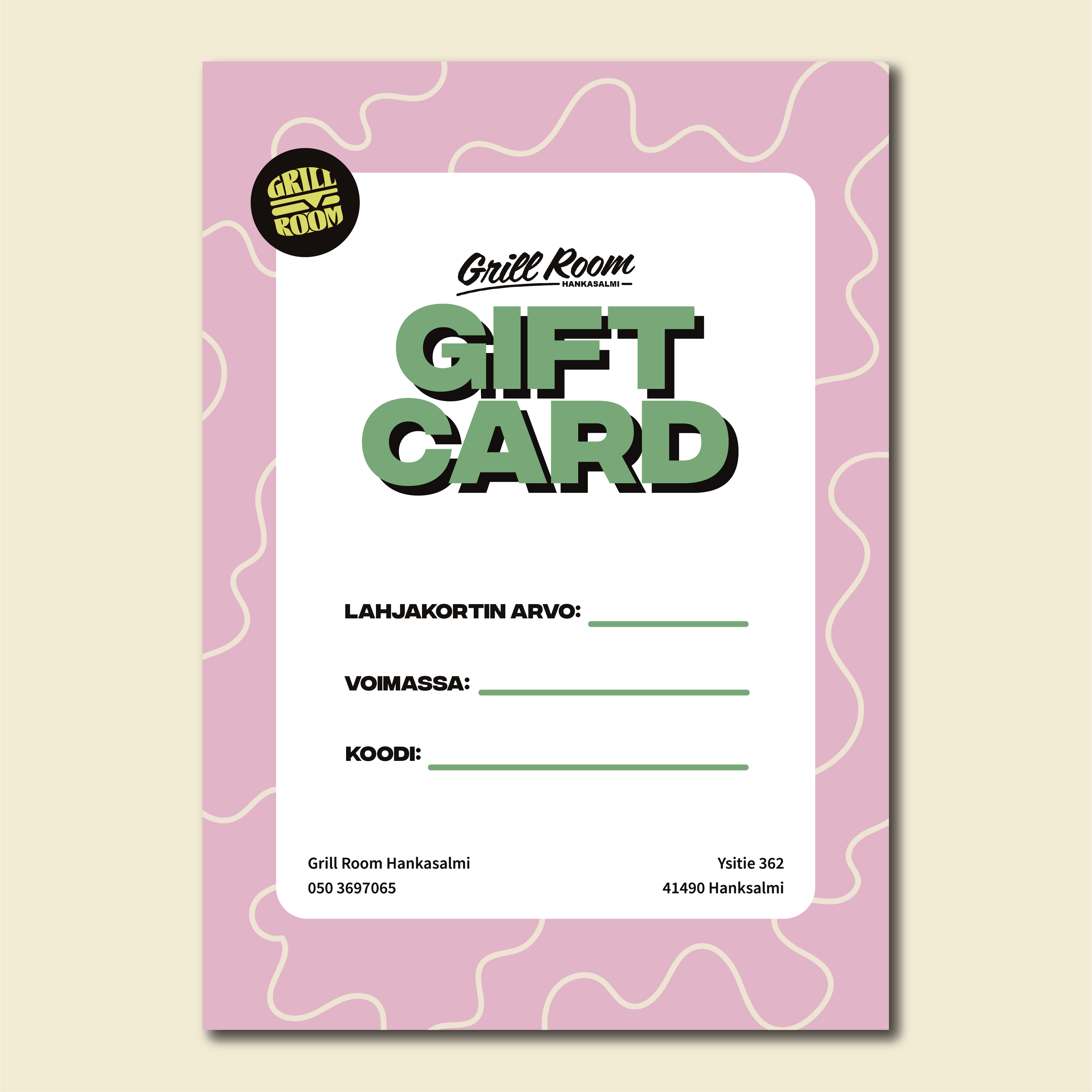 Grill Room lahjakortti